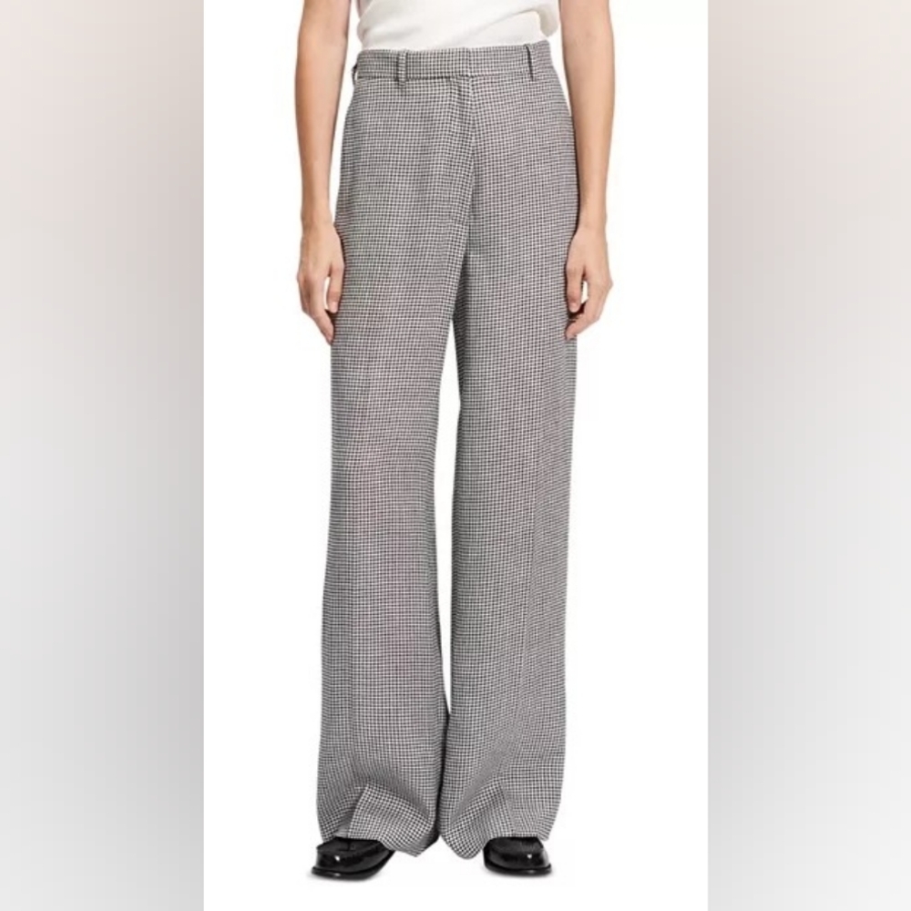 Theory Linen-blend Houndstooth Pants